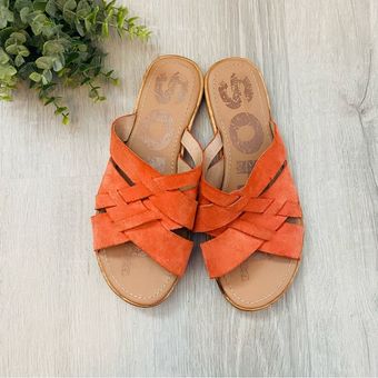 Sorel Ella Zing Criss Cross Slide Sandals Orange Sz 7.5 29