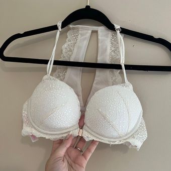 PINK - Victoria's Secret PINK Lace Racerback Bra White Size 34 B - $20 (55%  Off Retail) - From Bridget