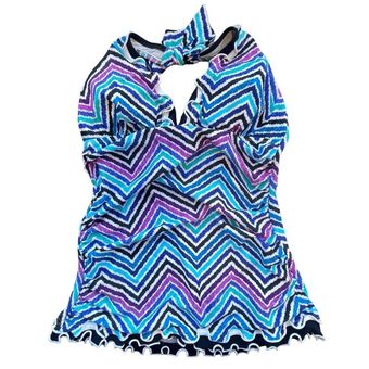 Profile by Gottex SZ 6 Palm Springs Swim Halter Tankini Top V-Neck Chevron  New - $49 New With Tags - From Lori