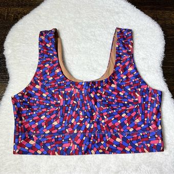 Fabletics Harlow Reversible Medium Impact Sports Bra Navy  Crystaline/Driftscape Size XXL - $23 - From Nikki