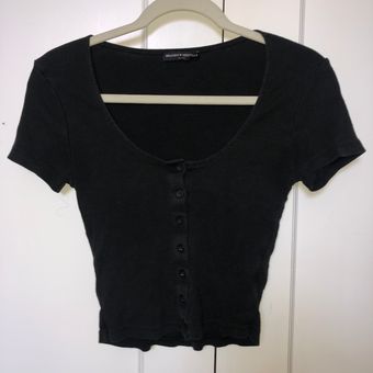 Brandy Melville Black Zelly Ribbed Long Sleeve Top