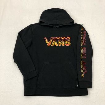 Vans Off The Wall Skateboarding Flames Graphic Black Hoodie