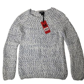 Buffalo David Bitton Women's Eyelash Knit Pullover Sweater M/Blue/White 