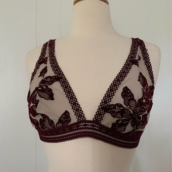 Free People Alia Bralette Large Bordeaux Combo Boho Chic Lounge Intimates  Red - $22 New With Tags - From Vidi