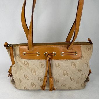 Dooney and Bourke Tan and Brown Signature Canvas and Leather 