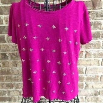 Apt. 9 Purple Top Embellished Short Sleeves 1 Owner Size L - $11