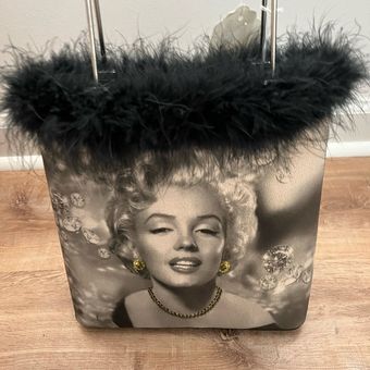 Marilyn Monroe VINTAGE Purse with boa feathers, metal handles
