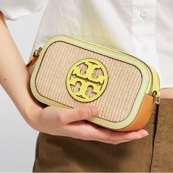 Tory Burch Miller Small Oversized Woven Suede Shoulder Bag