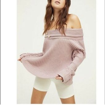 FREE PEOPLE We The Free Close To You Off The Shoulder Pullover Peach Pink  Medium - Tops & blouses