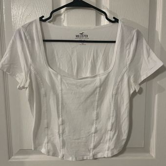 Hollister White Square Neck Cropped Corset Tee Size L - $8 (69% Off Retail)  - From Abbey