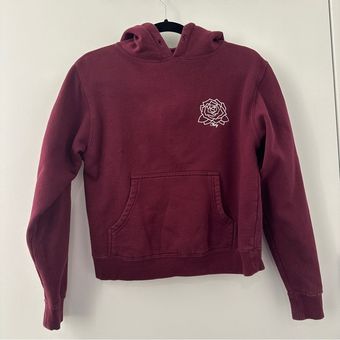 Obey Worldwide Maroon Burgundy Rose Flower Hoodie Pullover