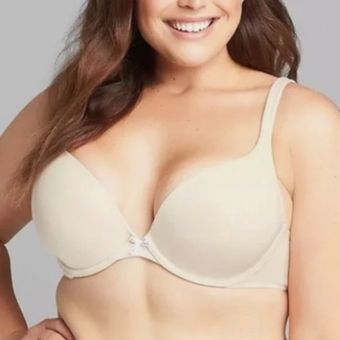 Cacique Women's Padded Lined Boost Plunge Full Coverage Bra Beige