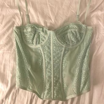 Bdg Urban Outfitters Lace & Satin Corset Crop Top In Blue