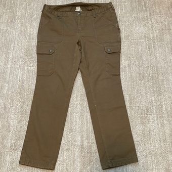Duluth Trading Company, olive twill cargo work pants, size 14/31
