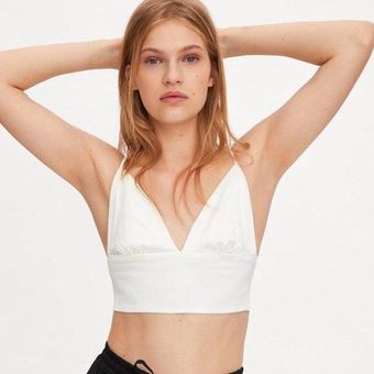 ZARA Satin Bralette White Size L - $20 (50% Off Retail) New With Tags -  From Liana