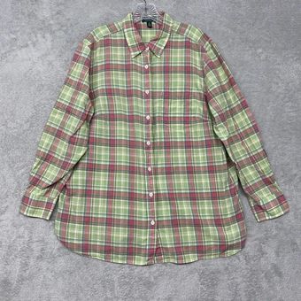 Ralph Lauren Lauren Shirt Womens 1X Green Red Plaid Western Cotton Button  Up - $30 - From Angela