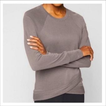 Athleta Gray Modal Crossover Hem Pull Over Long Sleeve Sweatshirt Size XL -  $43 - From Hannah