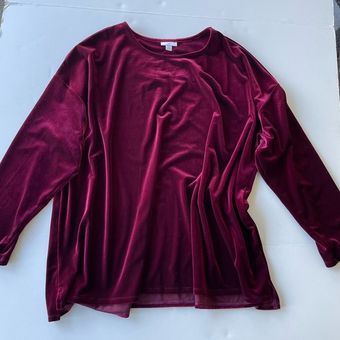 J.Jill Plus Size Red Velvet Blouse 3/4 Sleeves Size 3X - $28 - From