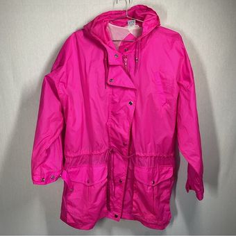 Rain jacket and windbreaker in fluorescent pink