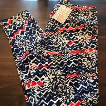 LuLaRoe Leggings Americana Chevron Tie-Dye Star Fireworks Sz