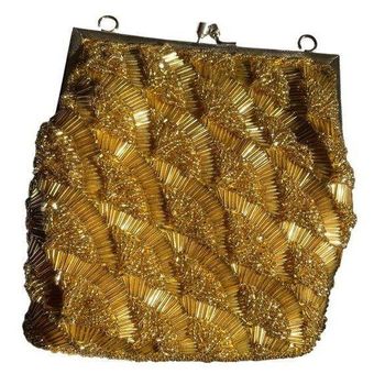 1960s Shiny Gold Vintage Clutch Bag