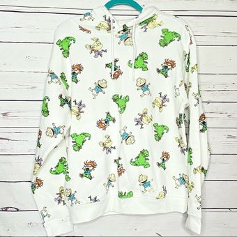 Nickelodeon NWT Rugrats Hoodie White All Over Graphics Size