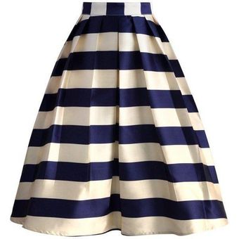 Chicwish Blue and Off White Striped Midi Skirt Size M - $15 - From Jay