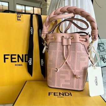 Mon Tresor Mini Leather Bucket Bag in Yellow - Fendi