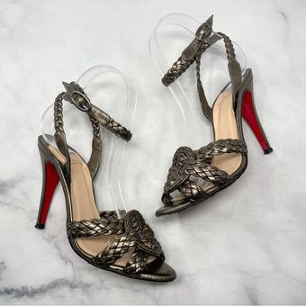 Uganda skille sig ud beskyttelse Christian Louboutin Marilou Leather Braided Strappy Sandal Heels Metallic  37.5 Size undefined - $378 - From Erica