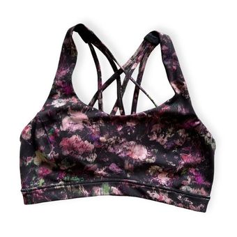 Lululemon Floral Shift Criss-Cross Black Purple Energy Sports Bra - Size 6  - $34 - From Jeneration