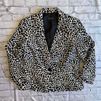 Kasper Separates Jacket One Button Blazer Black & White Print 12