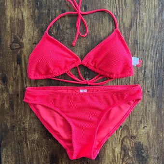 No Boundaries Hot Pink Mesh Bikini Red - $15 - From Stella