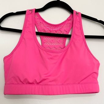 Zyia Active Hot Pink Bomber Sports Bra Lace Razorback Size large