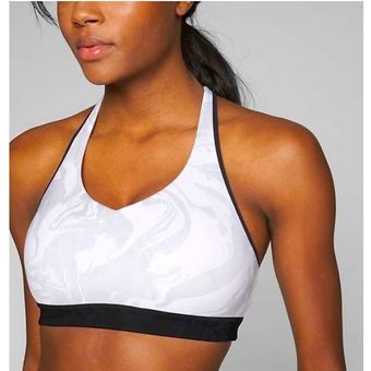 Athleta - Pink White Sports Bra Nylon Lycra ® Spandex