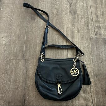 Michael Kors Black Leather Whipstitch Braided Two Way Bag 50