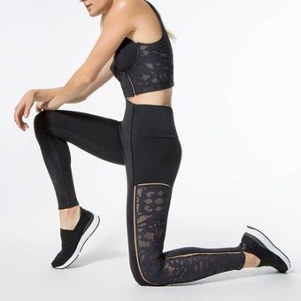 Carbon 38 JONATHAN SIMKHAI X Black Lace Mesh Yoga Leggings