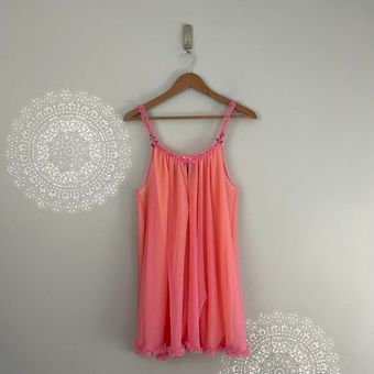 Betsey Johnson Intimates Pink Orange Mesh Babydoll Nightie Size Medium -  $25 - From Michaela