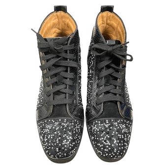 Christian Louboutin White Strass Leather Louis High Top Sneakers Size 43 Christian  Louboutin