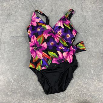 Vintage Robby Len Floral Tropical Faux Wrap Swimsuit Size 10 - $32 - From  Kat