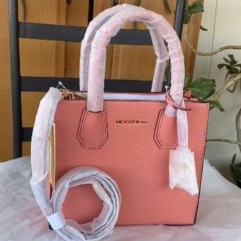 Michael Kors Mercer Medium Two-Tone Pebbled Leather Crossbody Bag in Pink - One Size