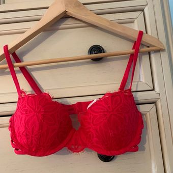 Victoria's Secret PINK Date Push Up Bra Red Lace