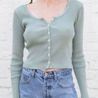 Brandy Melville Sage Green Ribbed Zelly Top One Size