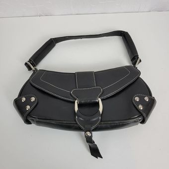 Y2K Black Leather Studded Bag