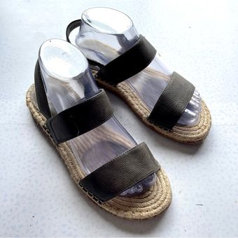 Eileen Fisher Max Washed Leather Espadrille Sandals Size 9 39