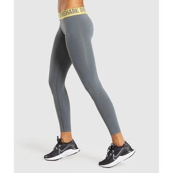 Gymshark Fit Charcoal Gray & Yellow Seamless Athletic Leggings S