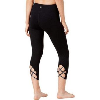 Gaiam [] Black Om High Rise Cutout Blue Lattice Yoga Crop Leggings Size  Small S - $22 - From Teressa