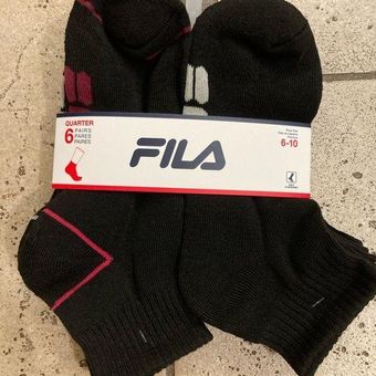 FILA NWT Women Quarter Socks 6 pairs Black - $12 New With Tags - From  Sabrina