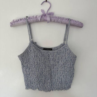 Brandy Melville Blue and White Smocked Striped Tank Top Cropped - $12 (52%  Off Retail) - From Phoebe