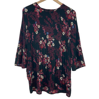 J.Jill Wherever Collection Accordion Pleated Floral Tunic Blouse