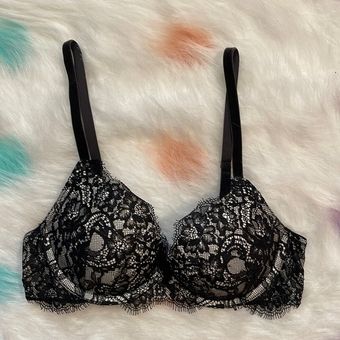 WOMENS VICTORIA'S SECRET PUSH-UP BRA SIZE 32B BLACK UNDERWIRE